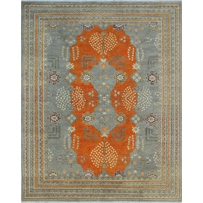 Noori Rug Yousafi Fine Chobi Amanda Grey/Orange Rug - 8'10 x 11'0