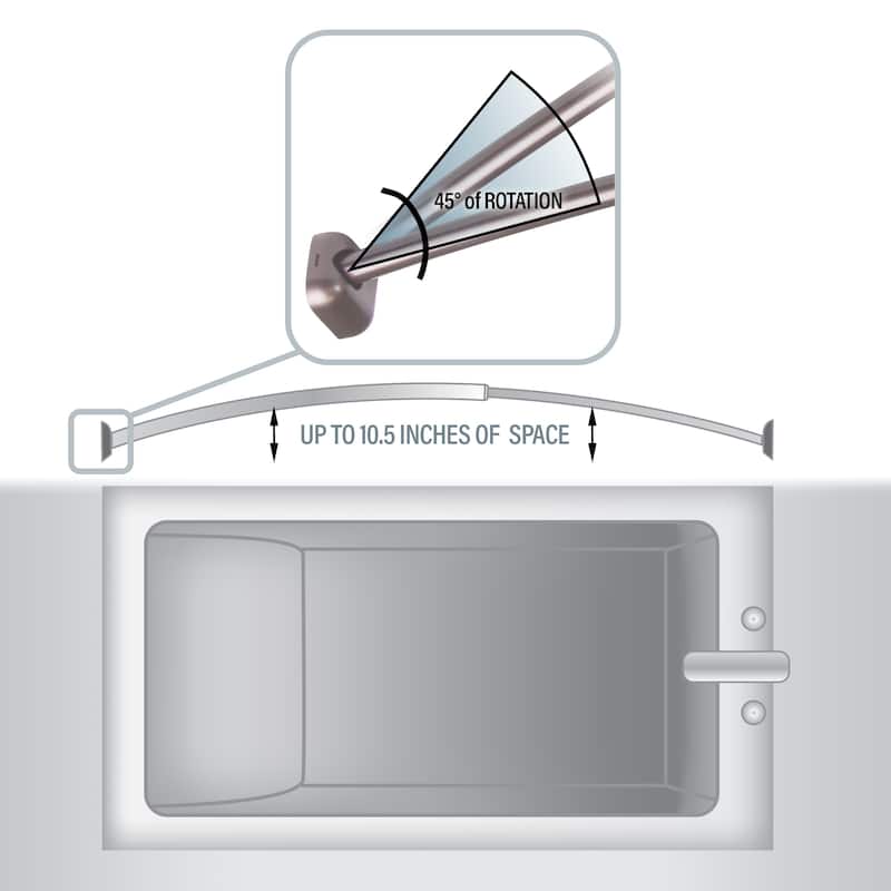 InStyleDesign 1" Curved Shower Curtain Rod 41"-72"
