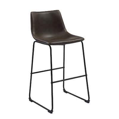 Casual Contoured Bar Height Stool, Brown, Set of 2