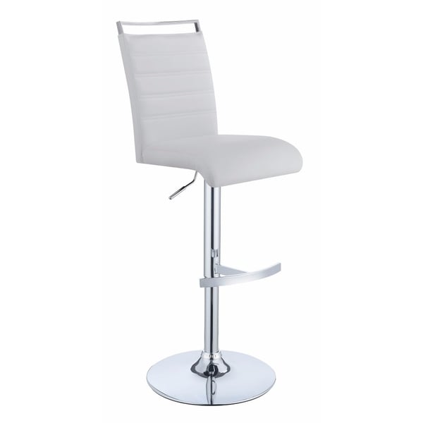 Elegant Modern Adjustable Bar Stool, White And Silver