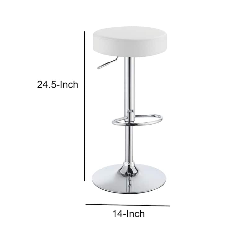 Classy Backless Adjustable Height Bar Stool, White