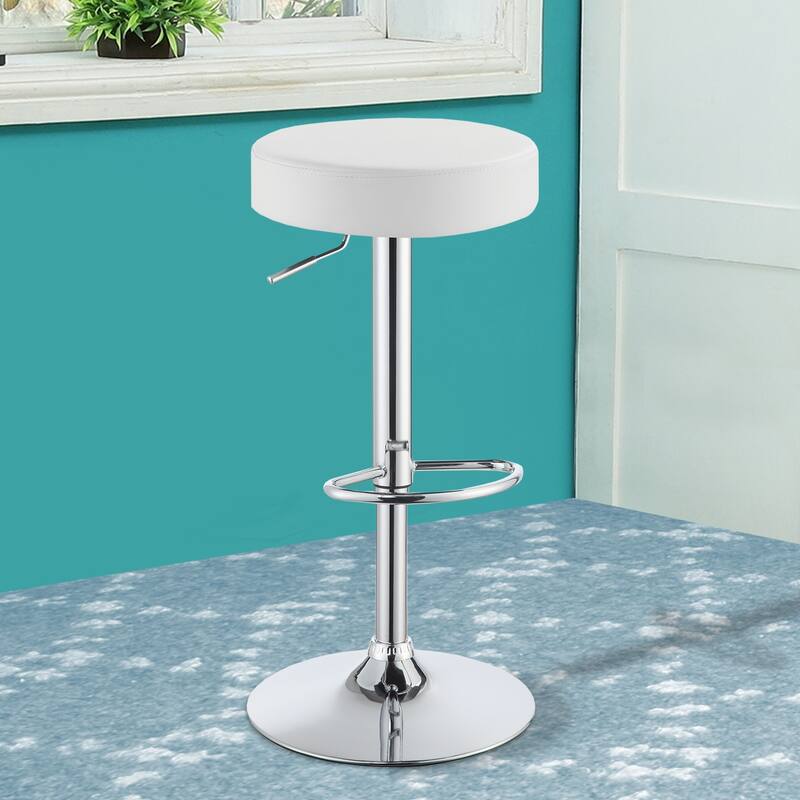 Classy Backless Adjustable Height Bar Stool, White