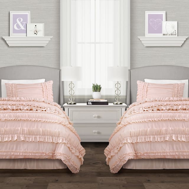 Gracewood Hollow Quist Ruffle Comforter Set - blush - Twin XL