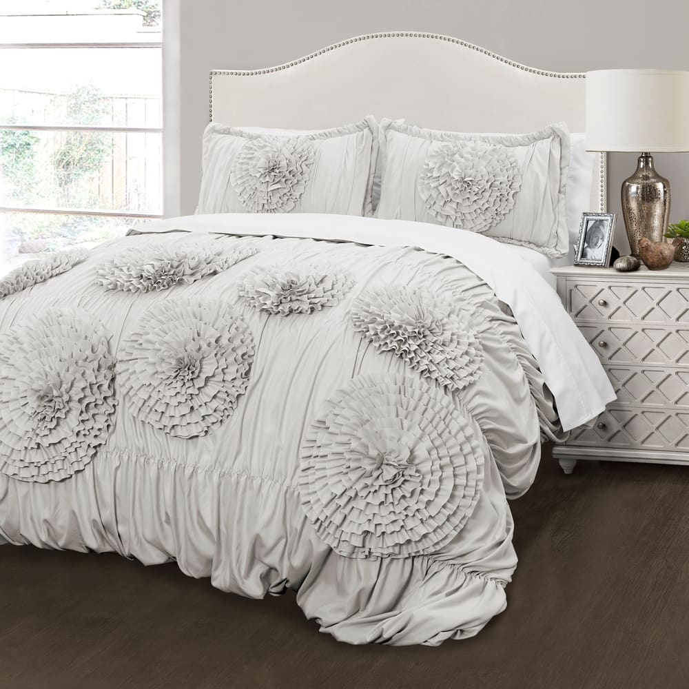Lush Decor Serena Texture Floral 3-piece Comforter Set