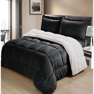 Size King Black Comforter Sets Find Great Fashion Bedding Deals Porch Den Belmont S Bennett Ultra Plush Faux Suede And Sherpa 3 Piece Comforter