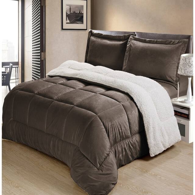 Swift Home Faux Micro-mink Down Alternative Comforter Bedding Set - Chocolate - King