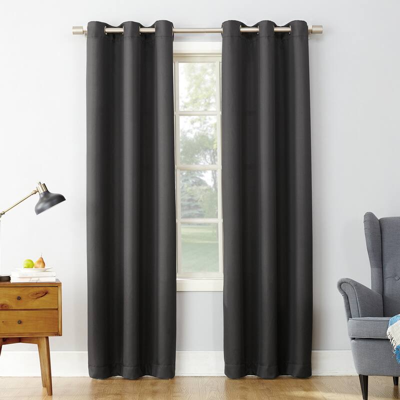 Copper Grove Speedwell Grommet Window Curtain Panel, Single Panel - 48 x 95 - Charcoal