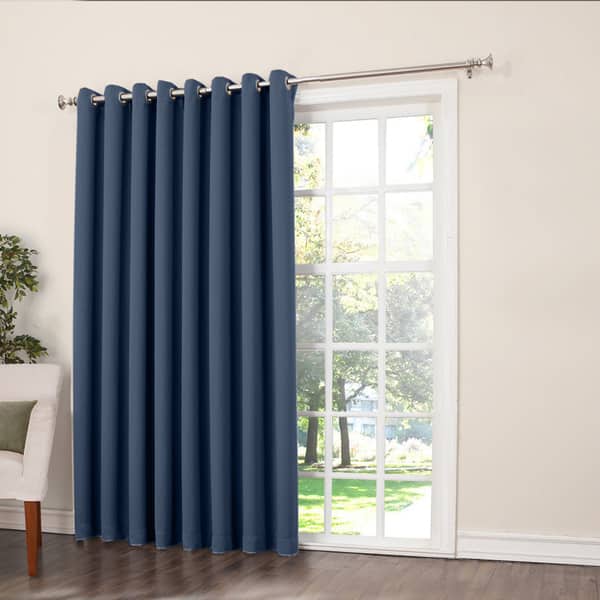 Porch & Den Nantahala Rod Pocket Room Darkening Patio Door Single Curtain Panel, Single Panel - 100 x 84 - Navy