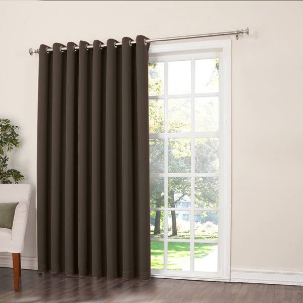 Porch & Den Nantahala Rod Pocket Room Darkening Patio Door Single Curtain Panel, Single Panel - 100 x 84 - Chocolate