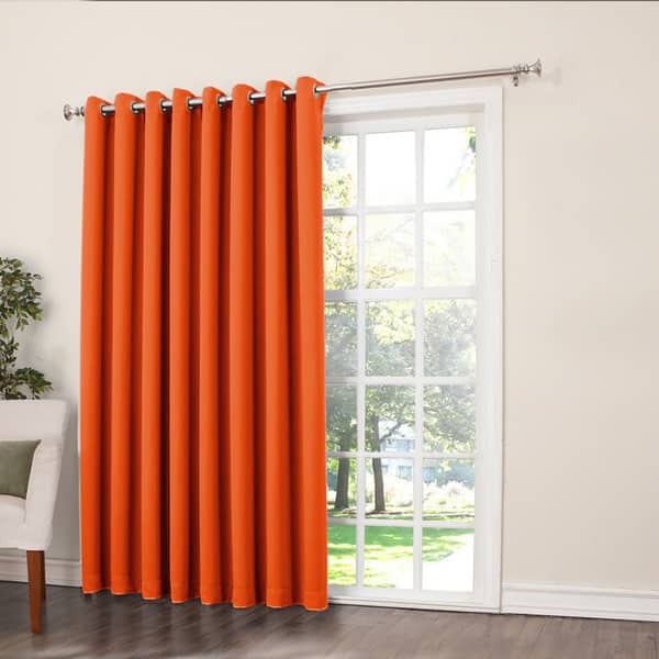 Porch & Den Nantahala Rod Pocket Room Darkening Patio Door Single Curtain Panel, Single Panel - 100 x 84 - Tangerine