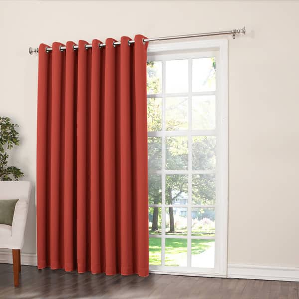 Porch & Den Nantahala Rod Pocket Room Darkening Patio Door Single Curtain Panel, Single Panel - 100 x 84 - Brick