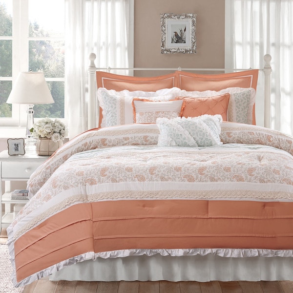 Copper Grove Burwell Cotton Percale 9-piece Coral Comforter Set