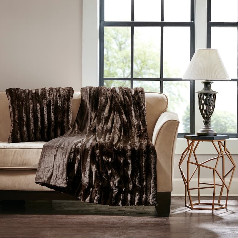 Madison Park Duke Faux Fur Square Throw Pillow