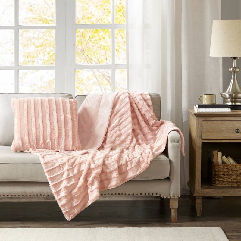 Madison Park Duke Faux Fur Square Throw Pillow