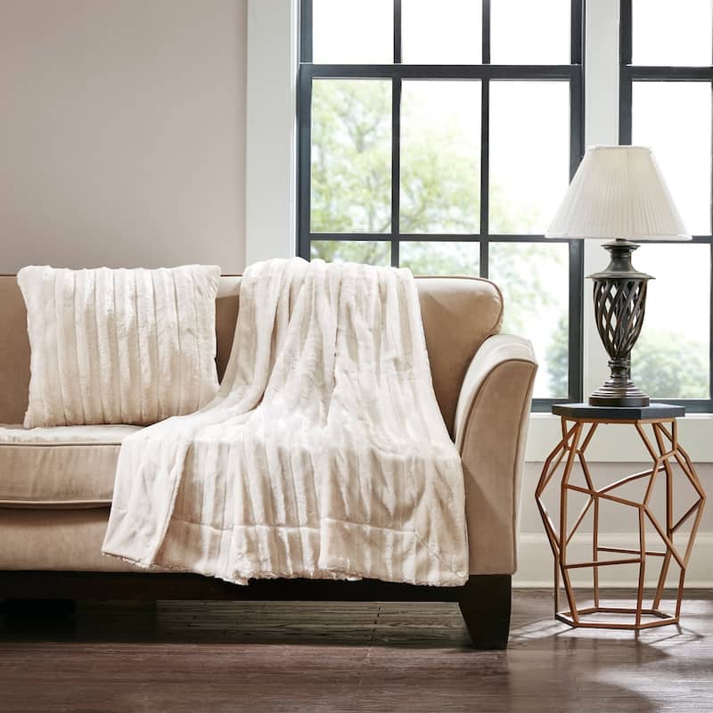 Madison Park Duke Faux Fur Square Throw Pillow