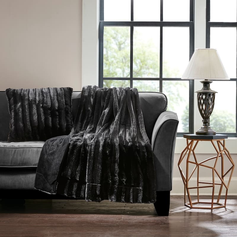 Madison Park Duke Faux Fur Square Throw Pillow
