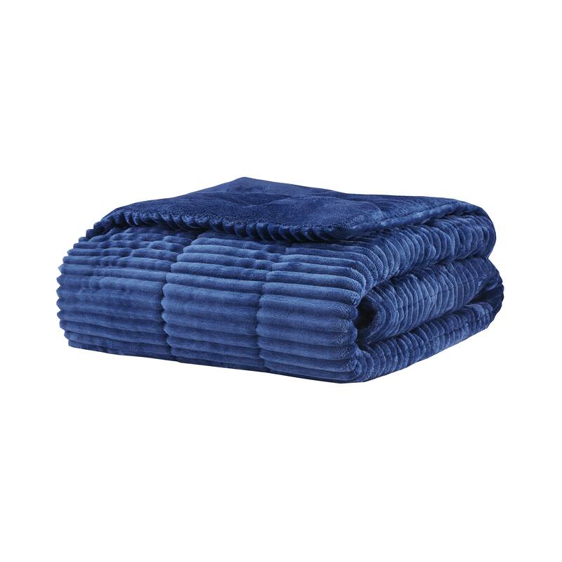 Madison Park Parker Oversized Plush Down Alternative Filled Throw - Navy