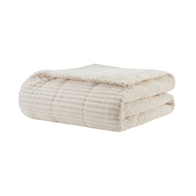 Madison Park Parker Oversized Plush Down Alternative Filled Throw - Ivory