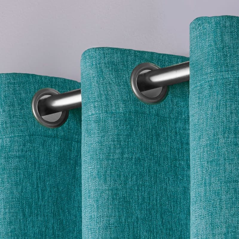 Strick & Bolton Laurette Linen Woven Blackout Grommet Top Curtain Panel Pair