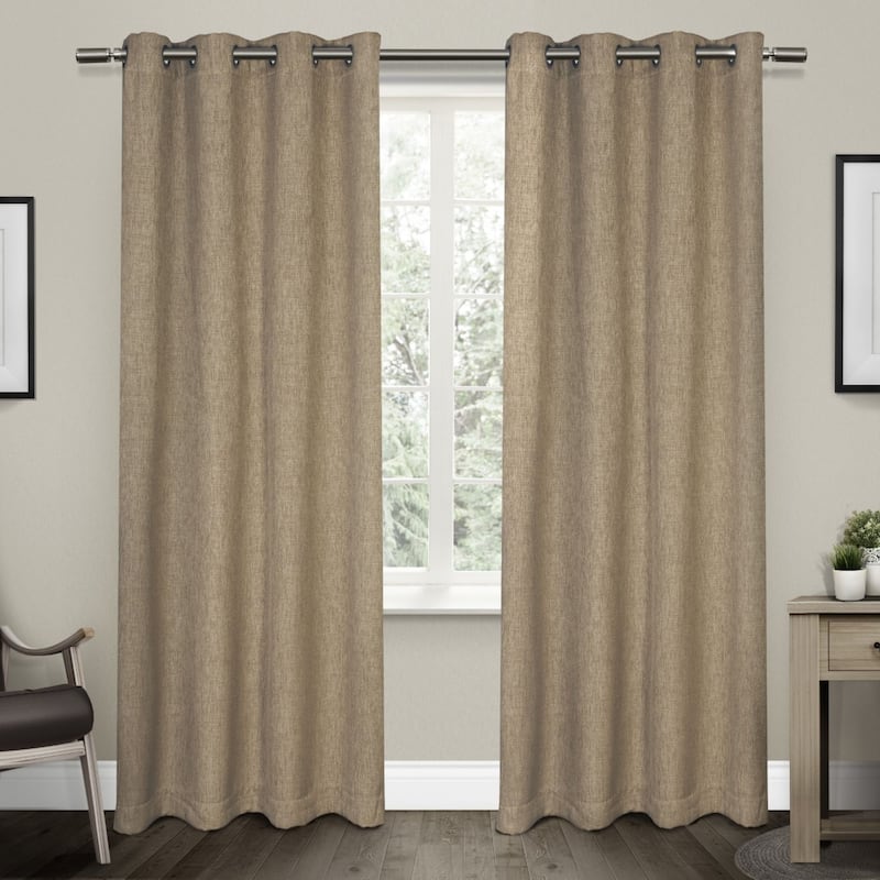 Strick & Bolton Laurette Linen Woven Blackout Grommet Top Curtain Panel Pair - 52x84 - Natural