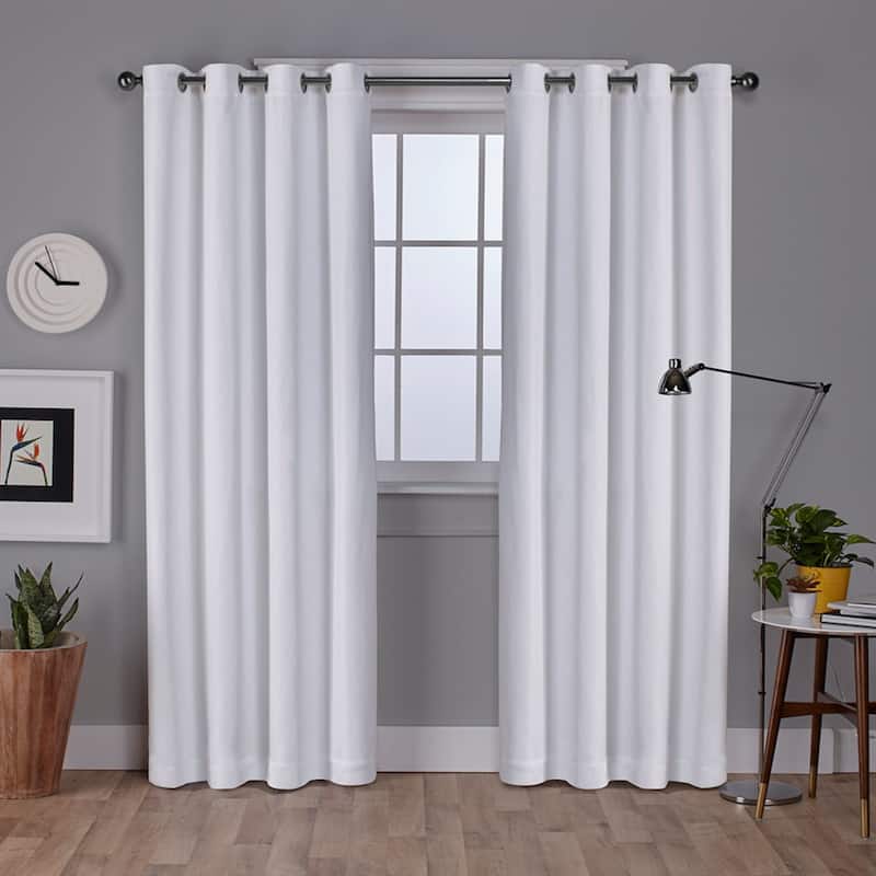 Strick & Bolton Laurette Linen Woven Blackout Grommet Top Curtain Panel Pair - 52x84 - Winter