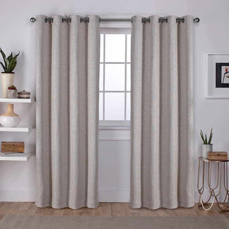 Strick & Bolton Laurette Linen Woven Blackout Grommet Top Curtain Panel Pair - 52x84 - Sand
