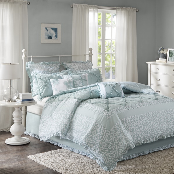 Copper Grove Burwell 9-piece Aqua Cotton Percale Duvet Cover Set