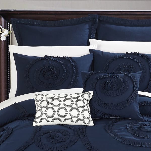Shop Gracewood Hollow Harper 7 Piece Navy Comforter Set On Sale