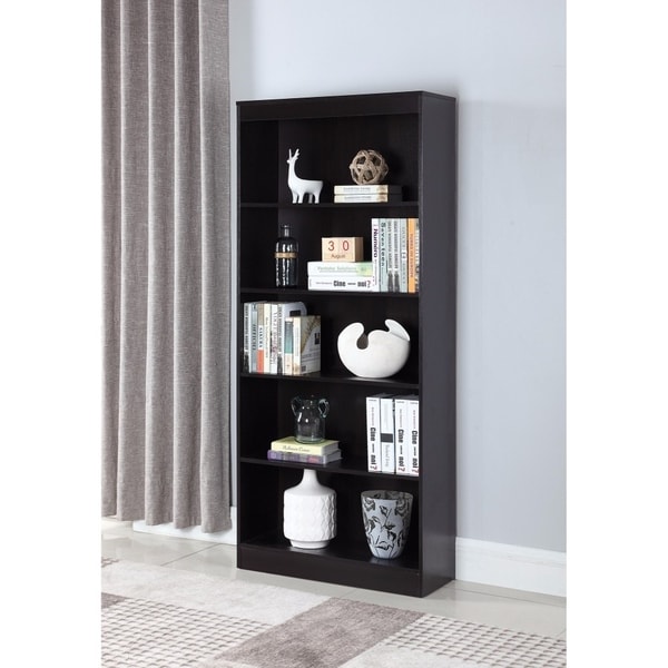 Well-made Wooden Bookcase With 5 Shelves, Brown