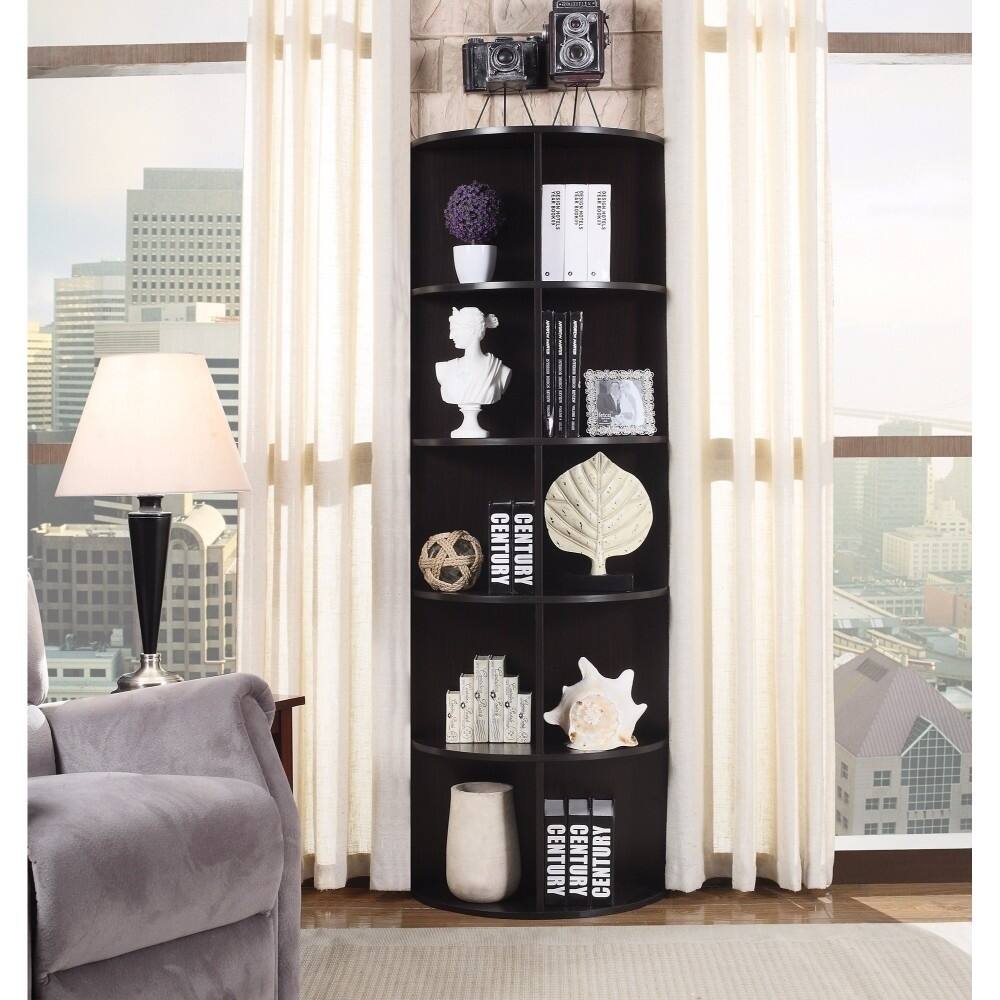 Open Rounded Corner Bookcase, Brown