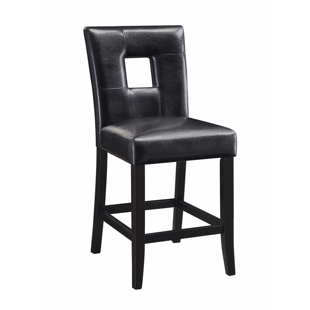 Set of 2 Black Benzara Classy Counter Height Chair with Vinyl Cushion