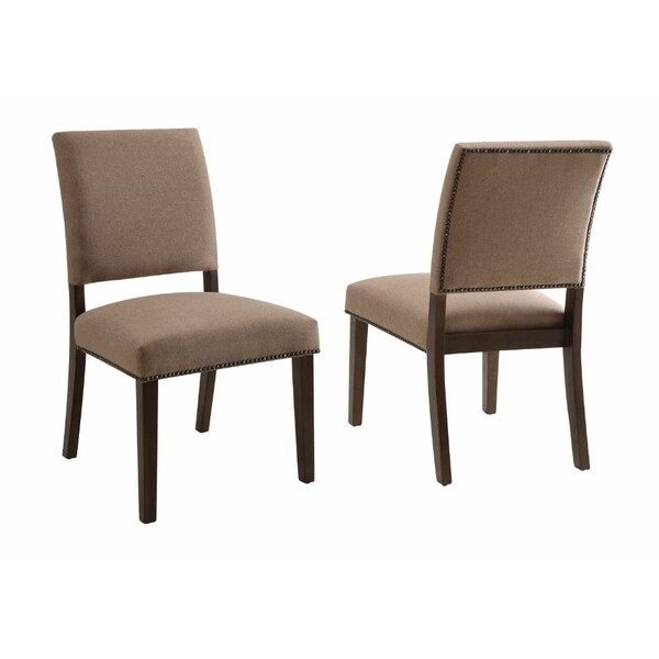 Shop Comfy Dining Side Chair with Nail head Trim, Beige And Brown, Set