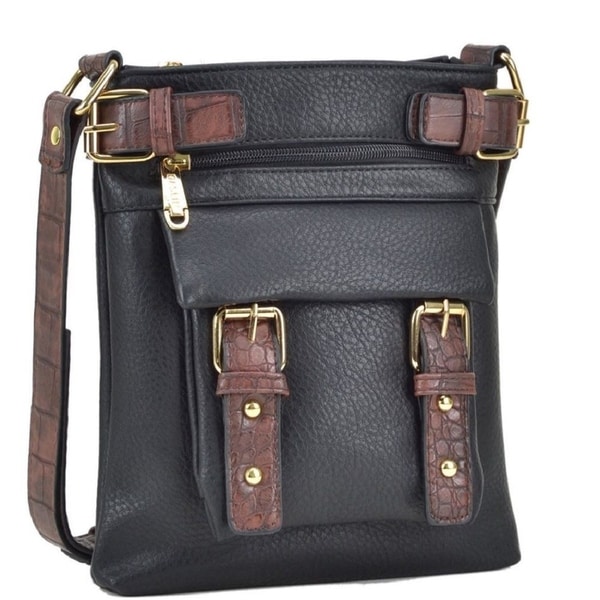 Shop Dasein Women Soft Leather Messenger Crossbody Bag Black - Free Shipping Today - Overstock ...