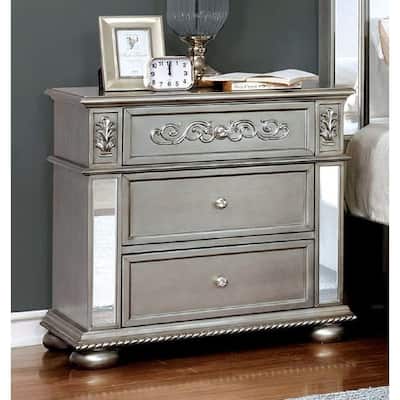 Zeln Glam Solid Wood 3-Drawer Nightstand by Furniture of America