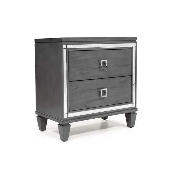 Shop Black Friday Deals On Furniture Of America Drow Contemporary Grey Solid Wood Nightstand Overstock 19973704