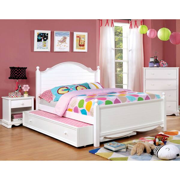 Furniture Of America Jevi Transitional Full 2 Piece Bed With Trundle Set On Sale Overstock 19974100 Pink