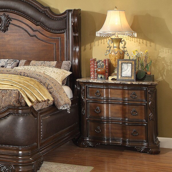 Huston Traditional Brown Cherry 3-drawer Nightstand by FOA