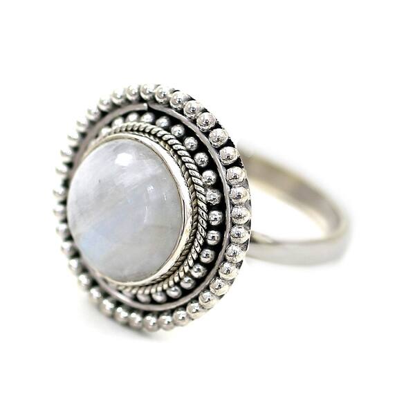 RRP £50 Elegant 925 Sterling Silver Rings With Real Indian Rainbow Moonstone RRP £50 Elegant 925 Sterling Silver Rings With Real Indian Rainbow Moonstone