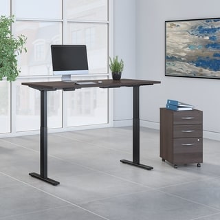 Bush Business Furniture Move 60 Series by 60W Height Adjustable Standing Desk with Storage (Grey - Silver Finish)