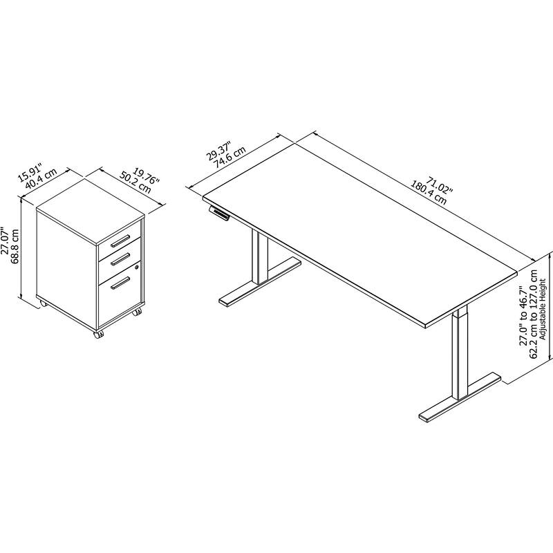 Move 60 Series by 72W Height Adjustable Standing Desk with Storage
