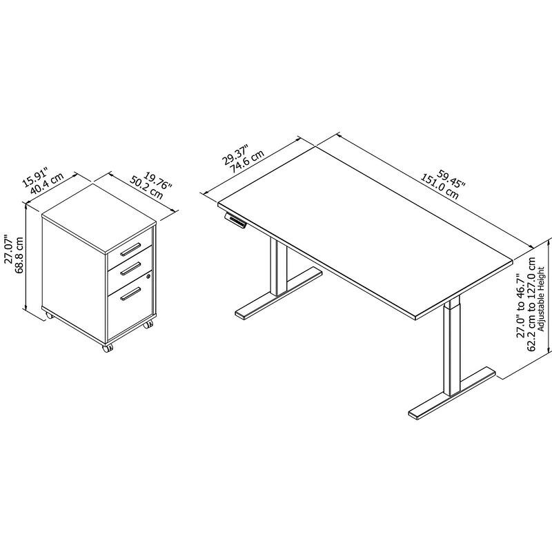 Move 60 Series 60W x 30D Height Adjustable Standing Desk with Storage