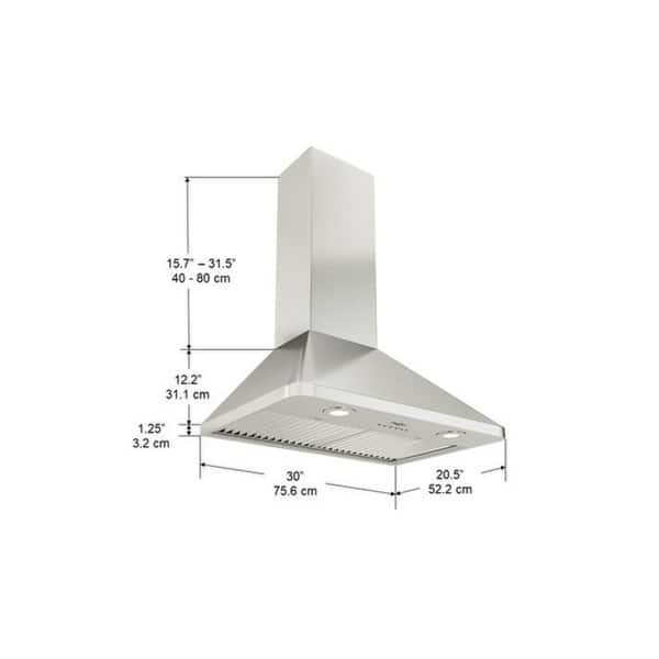 Ancona WPR630 30 in. Wall Pyramid Chef Range Hood in Stainless Steel ...