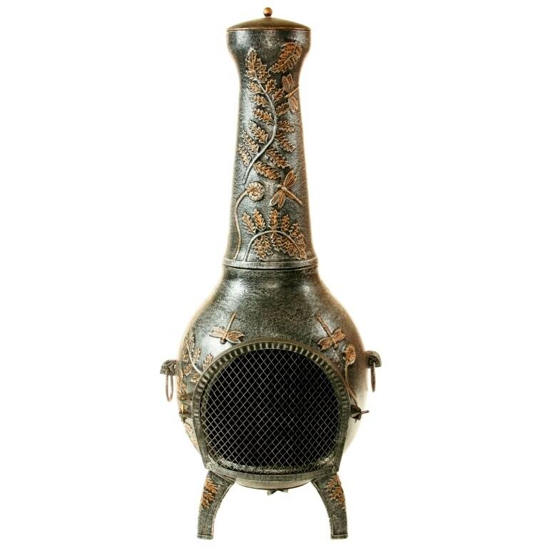 Dragonfly Cast Iron Metal 53-inch Tall Chimenea