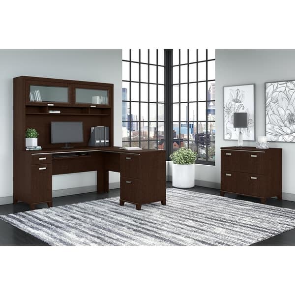 Bush Furniture Tuxedo L Desk Hutch And Lateral File In Bush Furniture Tuxedo L Desk Hutch