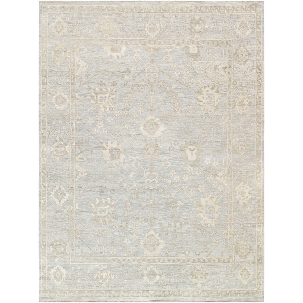 Pasargad Home Oushak Collection Light Blue Hand-Knotted Wool Rug (6' 0" X 9' 3") - 6' 0" X 9' 3"