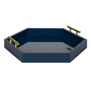 Blue Accent Pieces Online At Our Best Decorative Kate And Laurel Lipton Hexagon Decorative Tray With Metal Handles