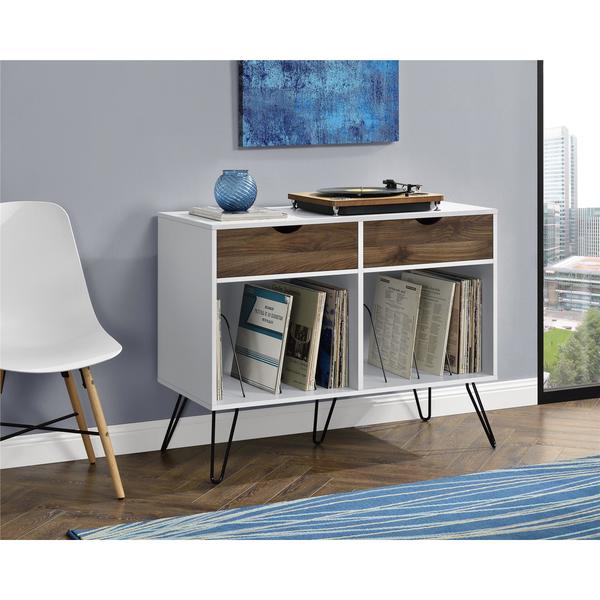 Shop Novogratz Concord White Turntable Stand with Drawers - Free Shipping Today - Overstock ...