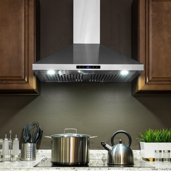Shop Akdy 30 In Convertible Stainless Steel Wall Mount Range Hood With Touch Panel And Baffle Filters Overstock 19976448