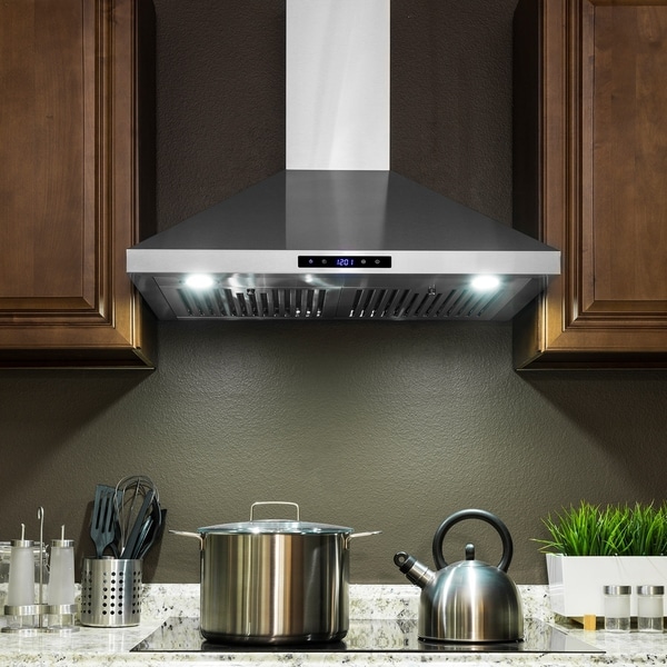 AKDY RH0355 30" Stainless Steel Wall Mount Range Hood Touch Panel Baffle Filters Kitchen Vent