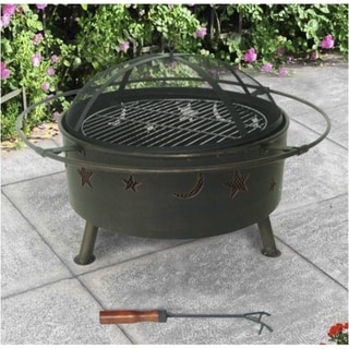 32" Round Steel Fire Pit-Lattice
